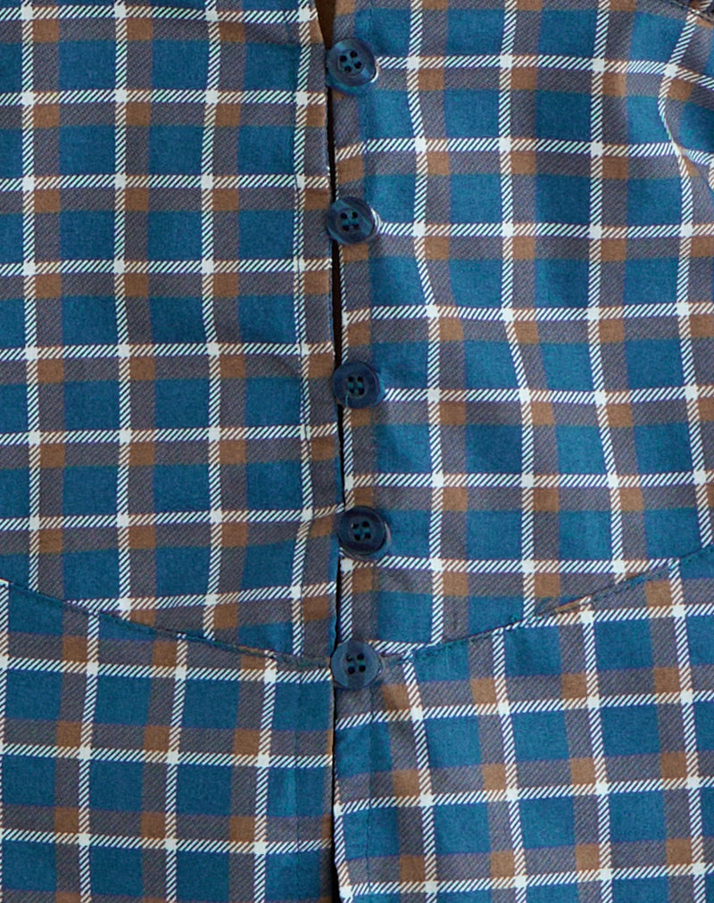 Devlon Blouse in Medium Tartan Blue