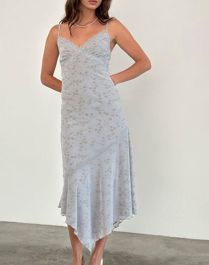 Devon Midi Dress in Flock Chic Petals Grey