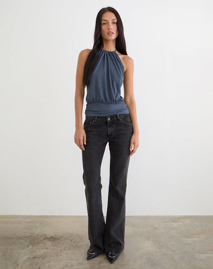 Diraka High Neck Top in Jersey Ocean Storm