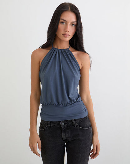 Diraka High Neck Top in Jersey Ocean Storm