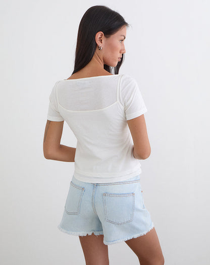 Dolman Tee in Tissue Jersey Off White