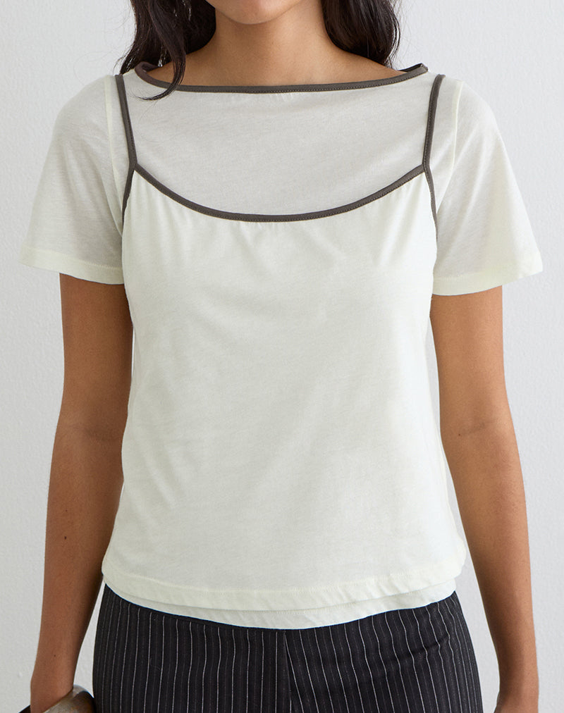 Dolman Tee in Vanilla Ice with Walnut Binding