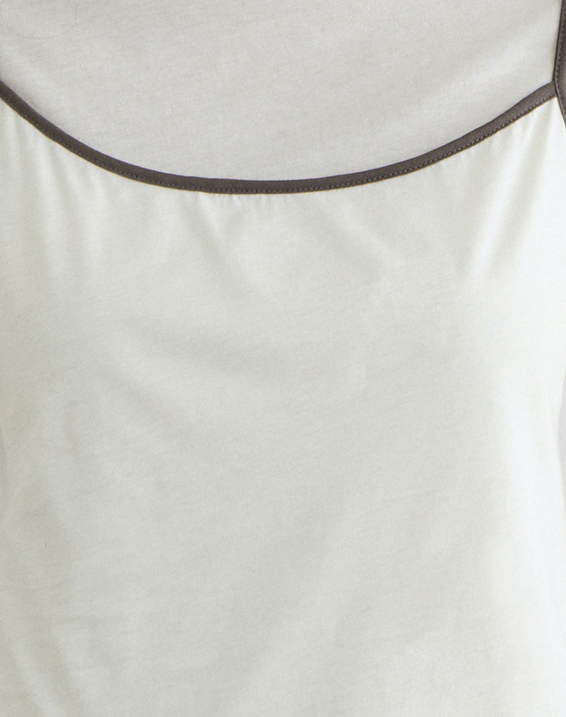 Dolman Tee in Vanilla Ice with Walnut Binding