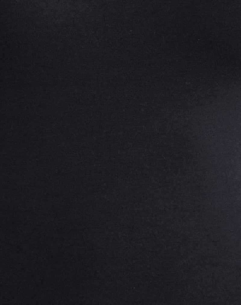 Donela Long Sleeve Top with Flower Ring in Black