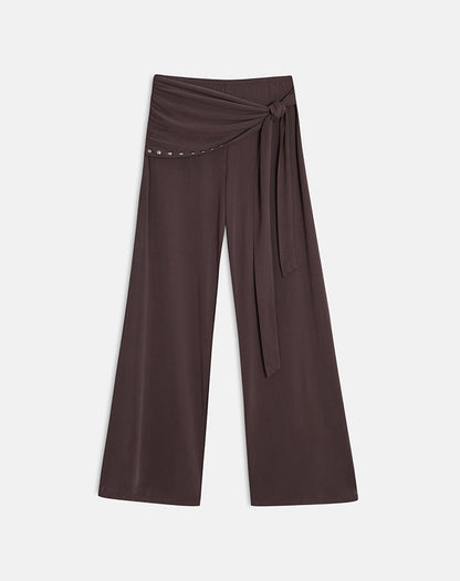 Dovina Trouser in Cupro Dark Brown