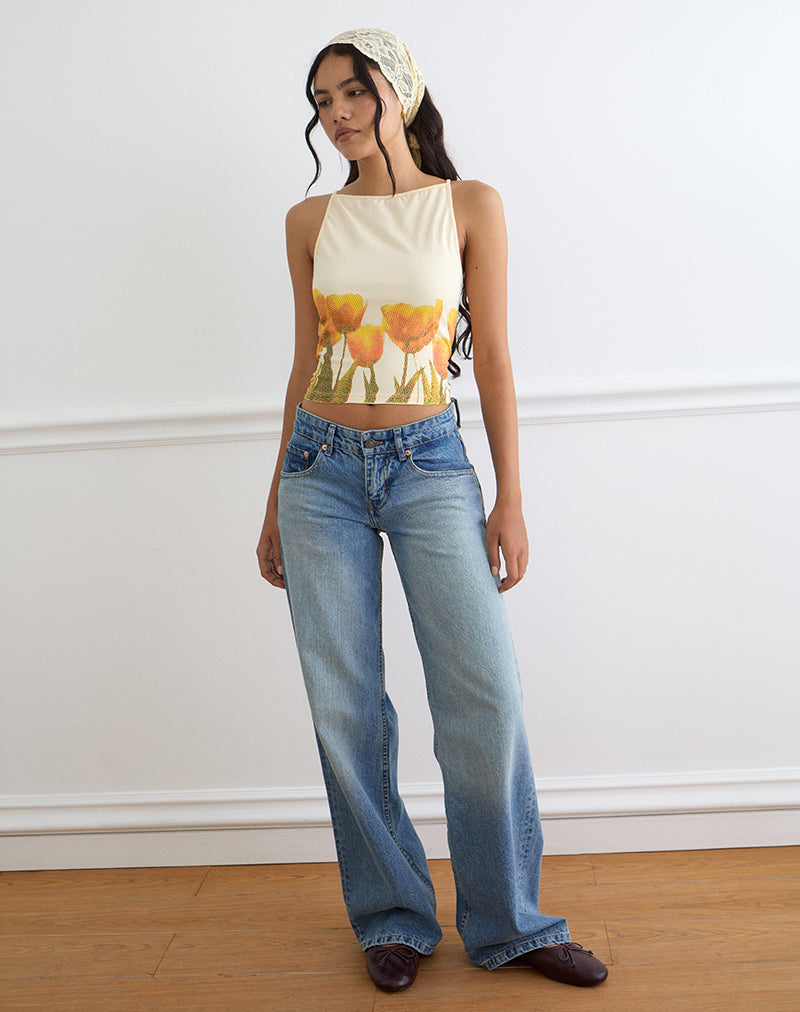 Dudley Vest Top in Buttermilk Blurry Tulip