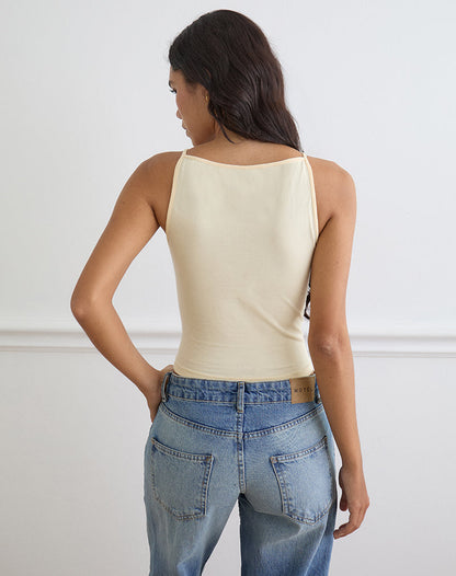 Dudley Vest Top in Buttermilk Blurry Tulip
