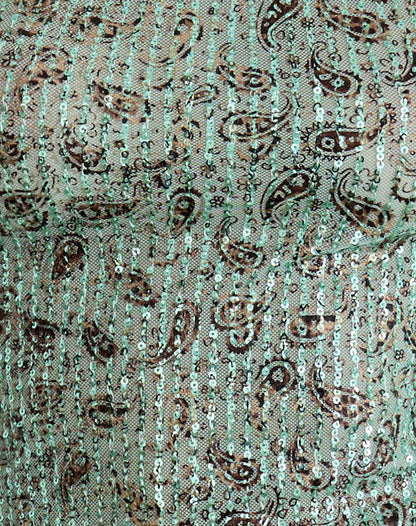 Dudley Vest Top in Paisley Sequin Teal