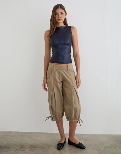 Dudley Vest Top in Drape Sequin Navy