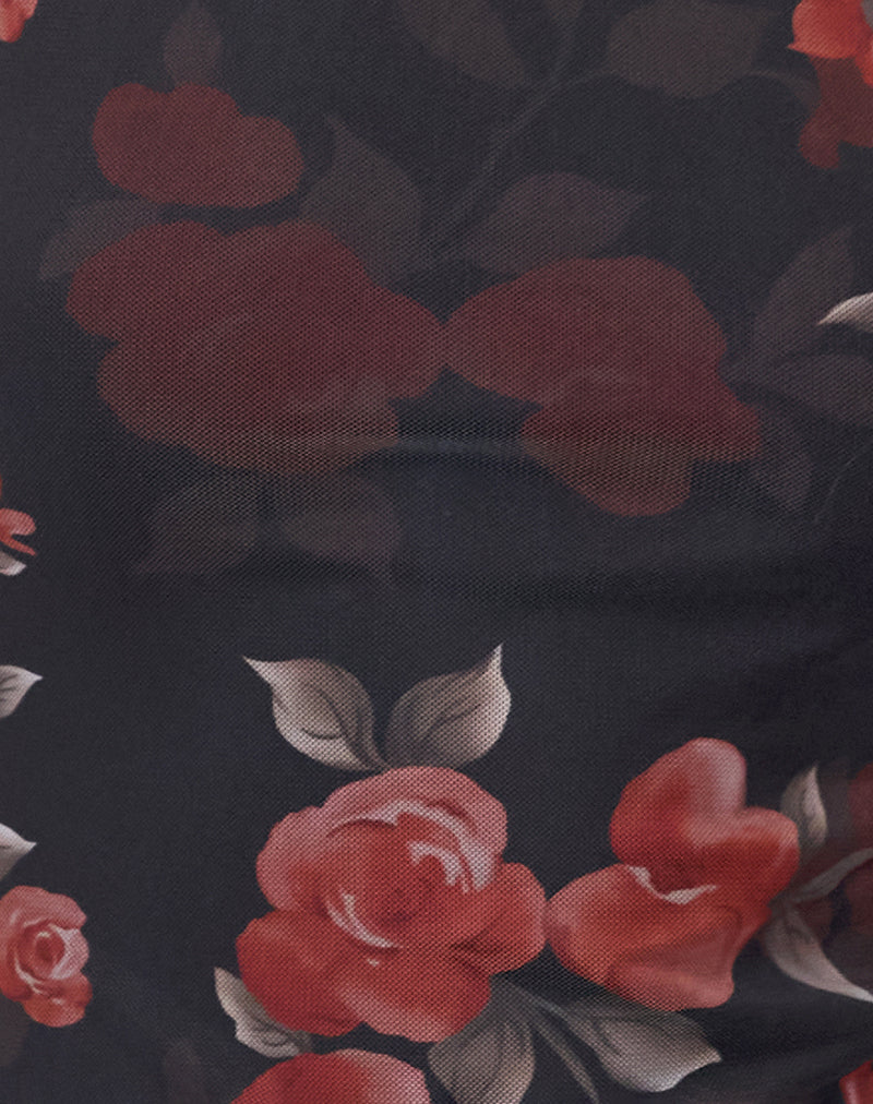 Dudley Vest Top in Watercolour Rose Black