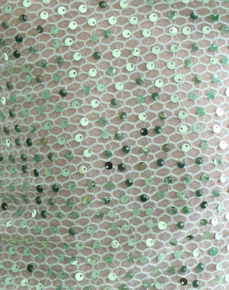 Dudley Vest Top in Sequin Knit Aqua Blue