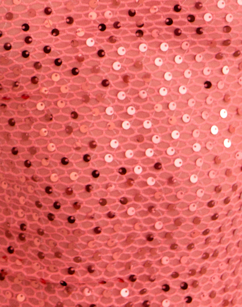 Dudley Vest Top in Sequin Knit Coral