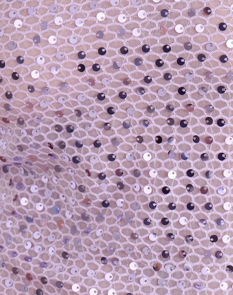 Dudley Vest Top in Sequin Knit Lilac