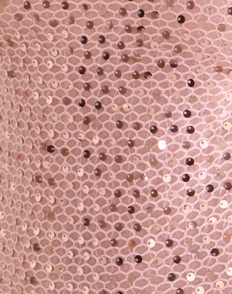Dudley Vest Top in Sequin Knit Peach