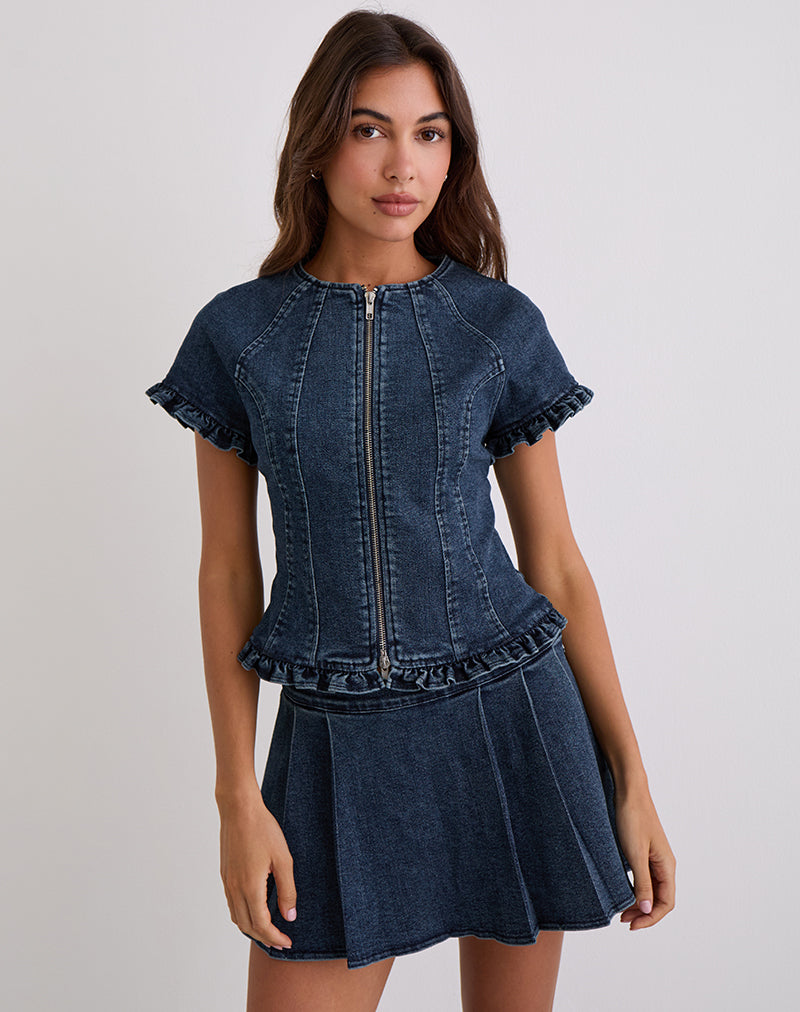 Dunya Top in Chambray Vintage Blue