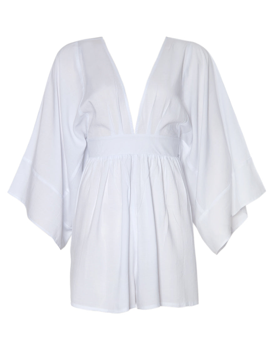 Eclipse Kimono Sleeve Playsuit in White