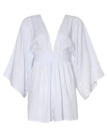 Eclipse Kimono Sleeve Playsuit in White