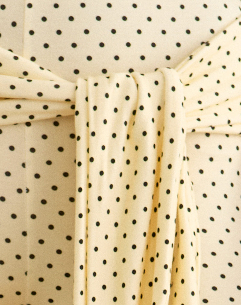 Effy Tie Side Capri in Butter Yellow with Micro Polka Dots