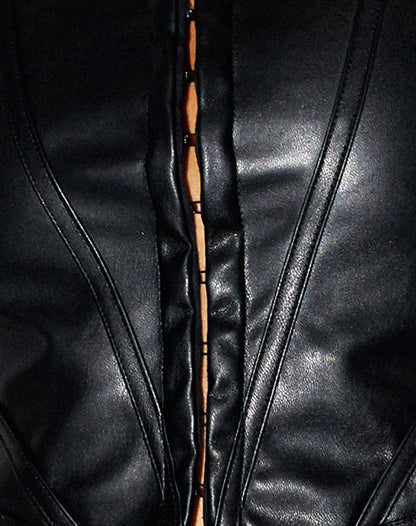 Elci Corset Top in Pu Black