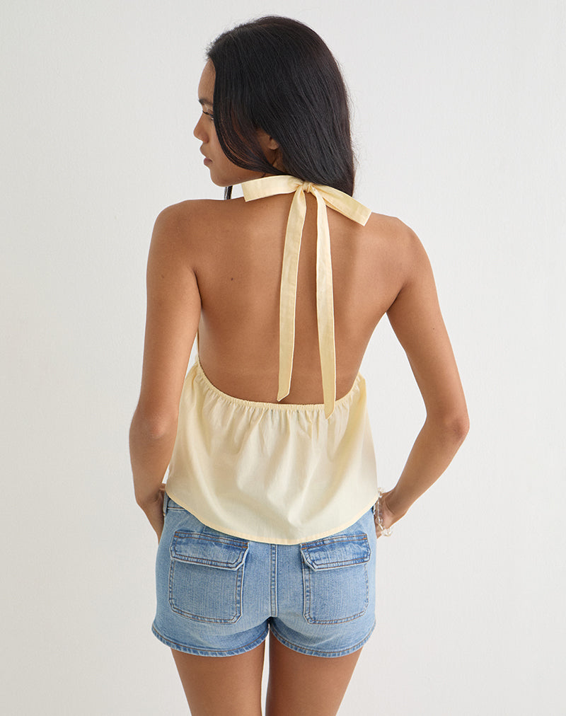 Eldana Halterneck Top in Poplin Buttermilk