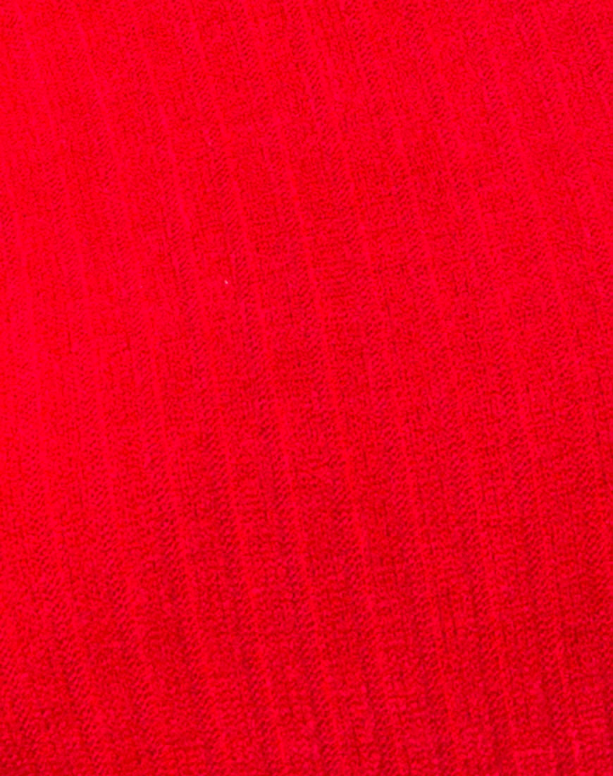 Elena Crop Top in Rib Knit Red