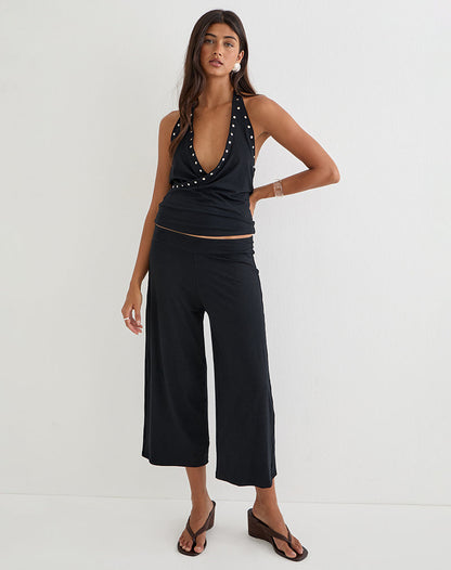 Ano Capri Trousers in Rayon Jersey Black