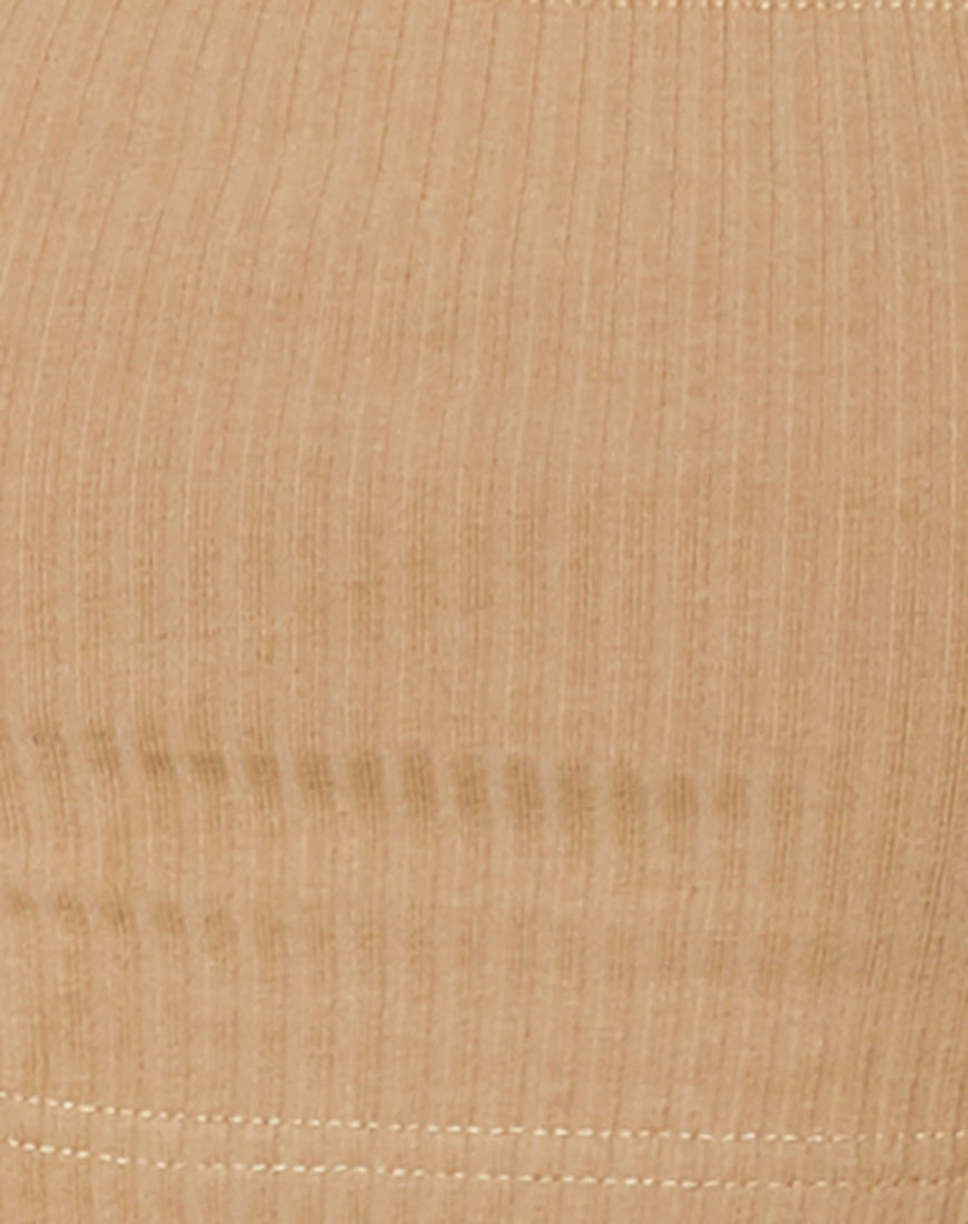 Adela Crop Top in Rib Camel
