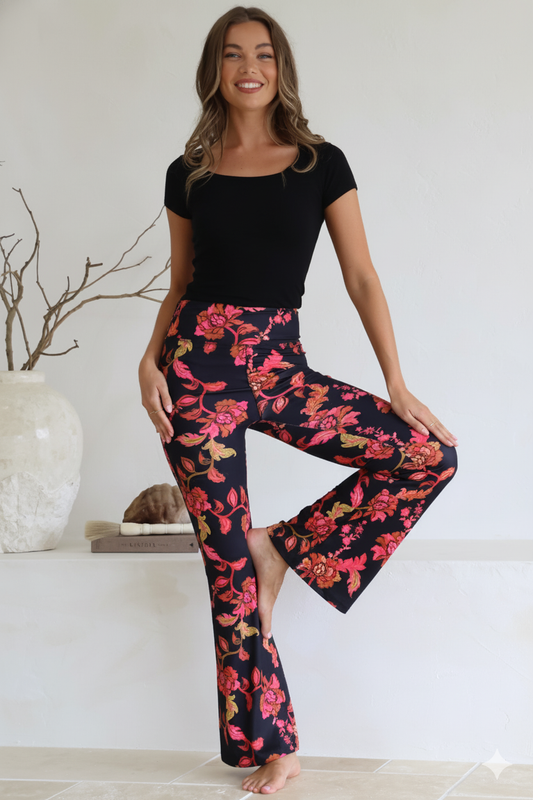 Scarlett Pants - High Waisted Flare Pants In Valerie Print