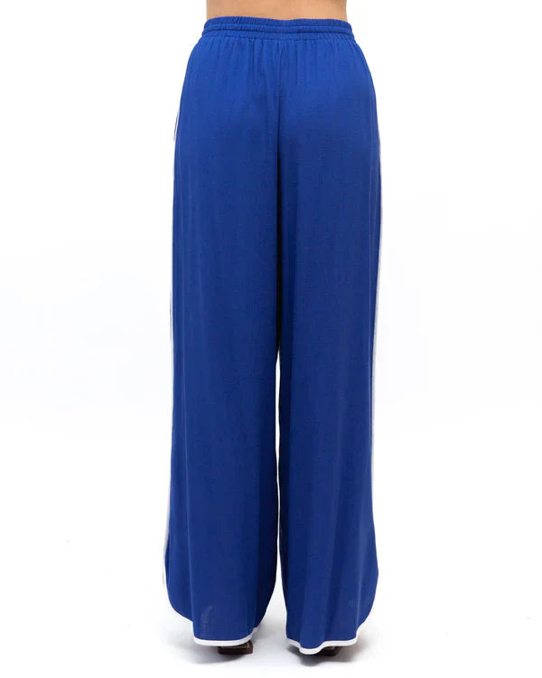 Danica Set - Contrast Piping Detailed Pants and Sleeveless Top in Cobalt