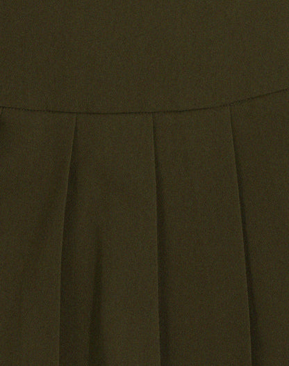 Casini Pleated Micro Skirt in Dark Khaki