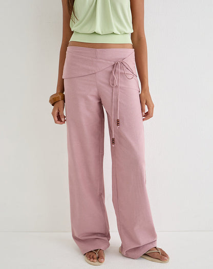 Cursa Trouser in Linen Dusty Rose with Belt
