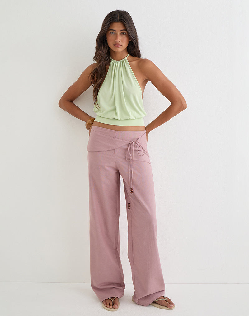 Cursa Trouser in Linen Dusty Rose with Belt