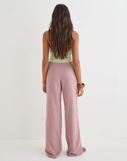 Cursa Trouser in Linen Dusty Rose with Belt