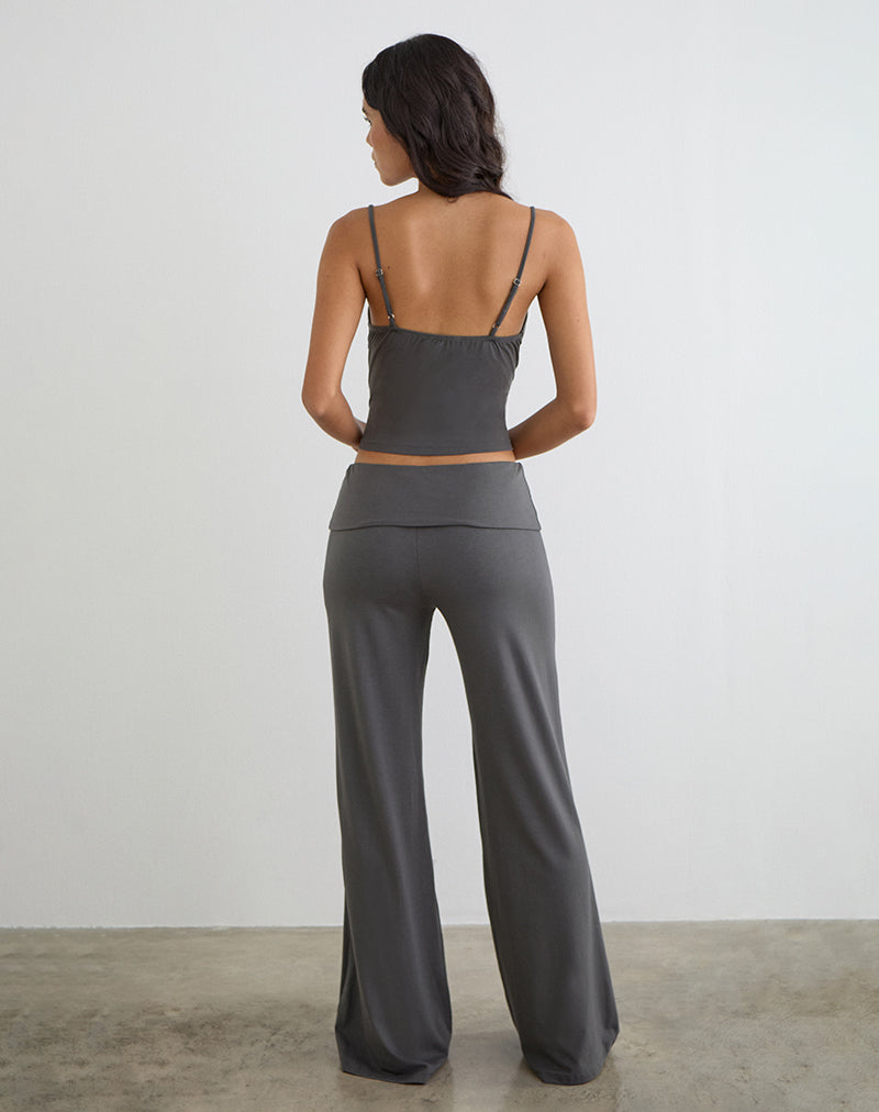 Coreta Foldover Trouser in Spiral Charcoal Grey