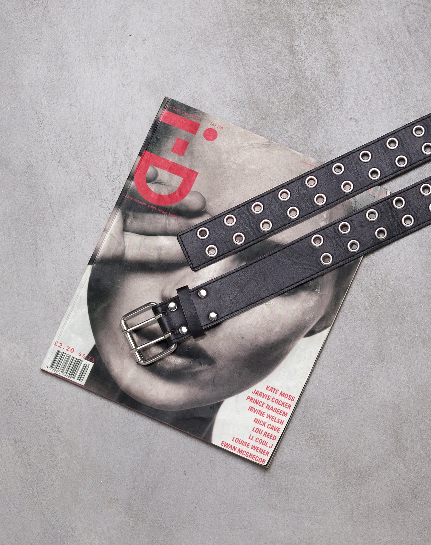 Double Grommet Belt in Punk Black PU
