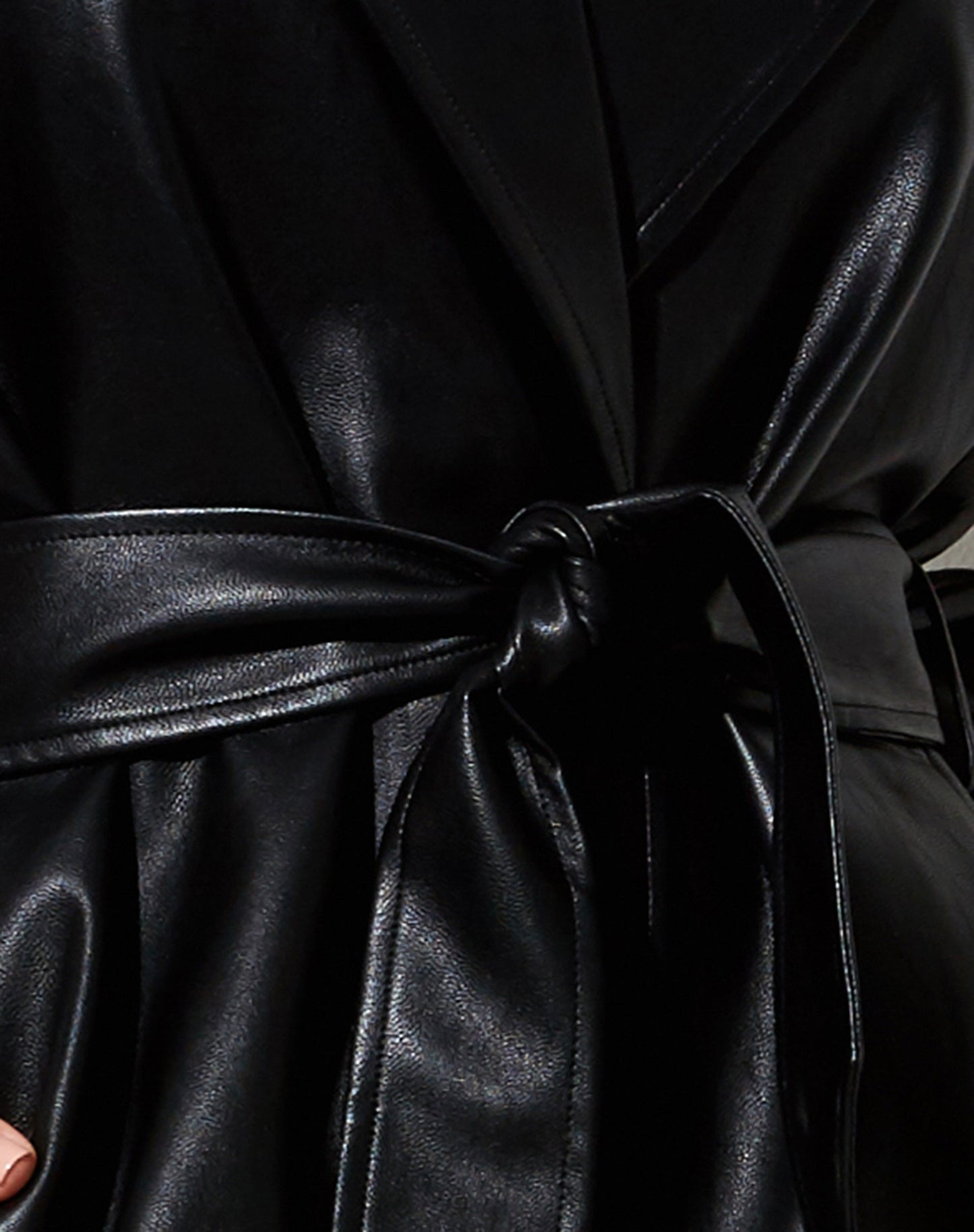 Duster Longline Coat in Pu Black