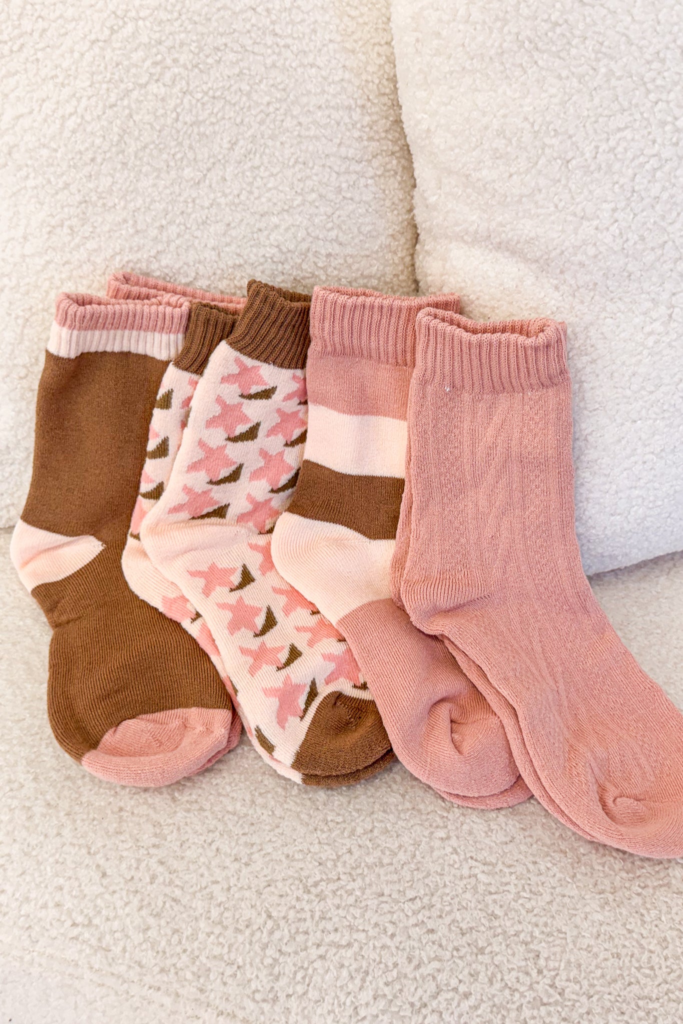Quinby Thermal Socks 4 Pack - Pink/Brown