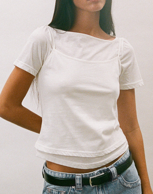 Dolman Tee in Tissue Jersey Off White