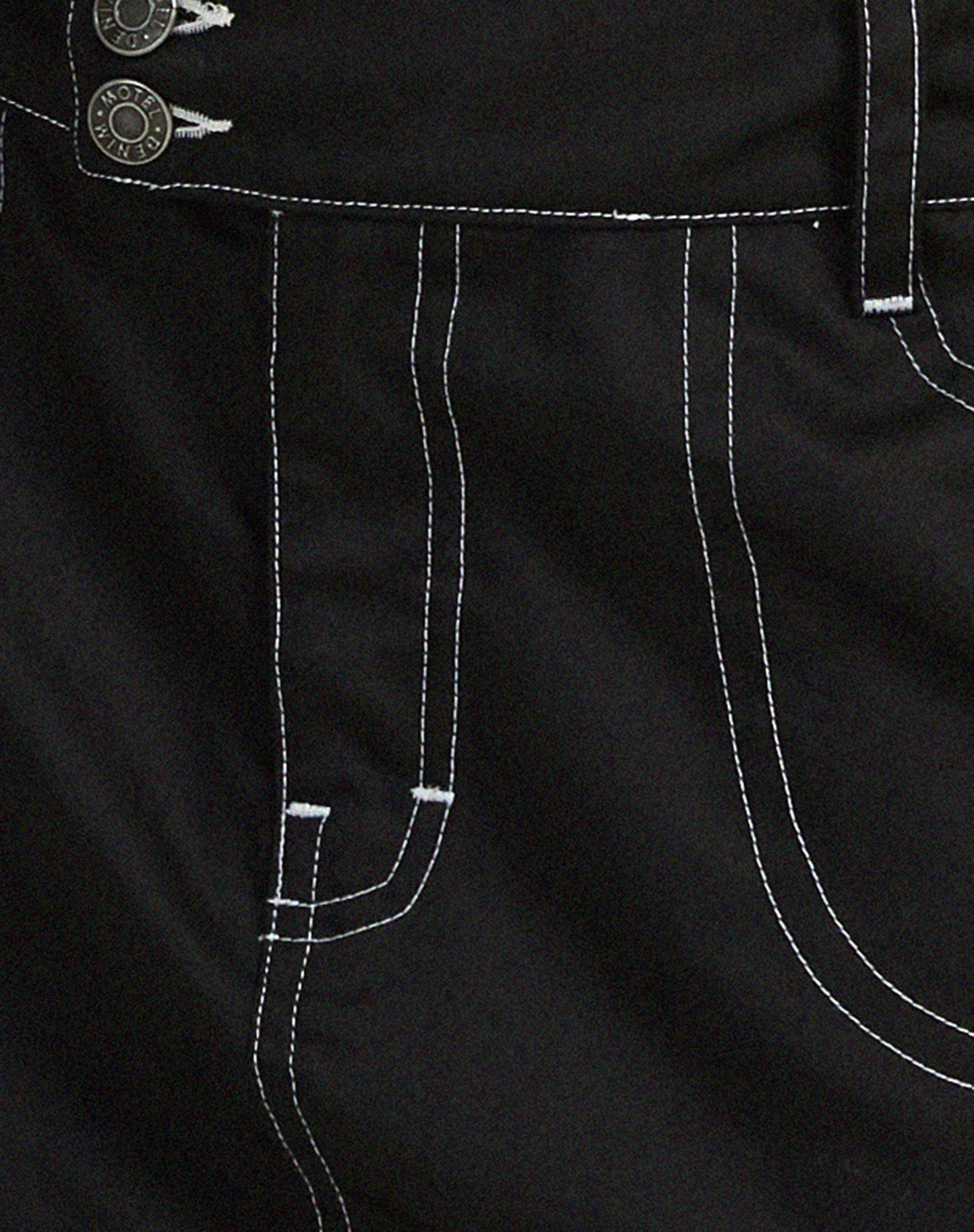 Dipta Mini Skirt in Black with White Stitch