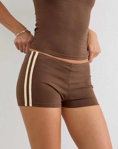 Ainu Short in Cocoa Brown with Buttermilk Binding