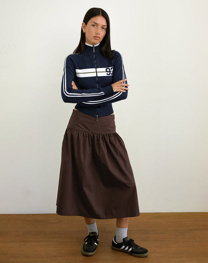 Ditara Midi Skirt in Chocolate Brown