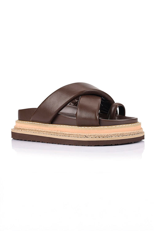 Thelma Flatform Slides - Chocolate Brown