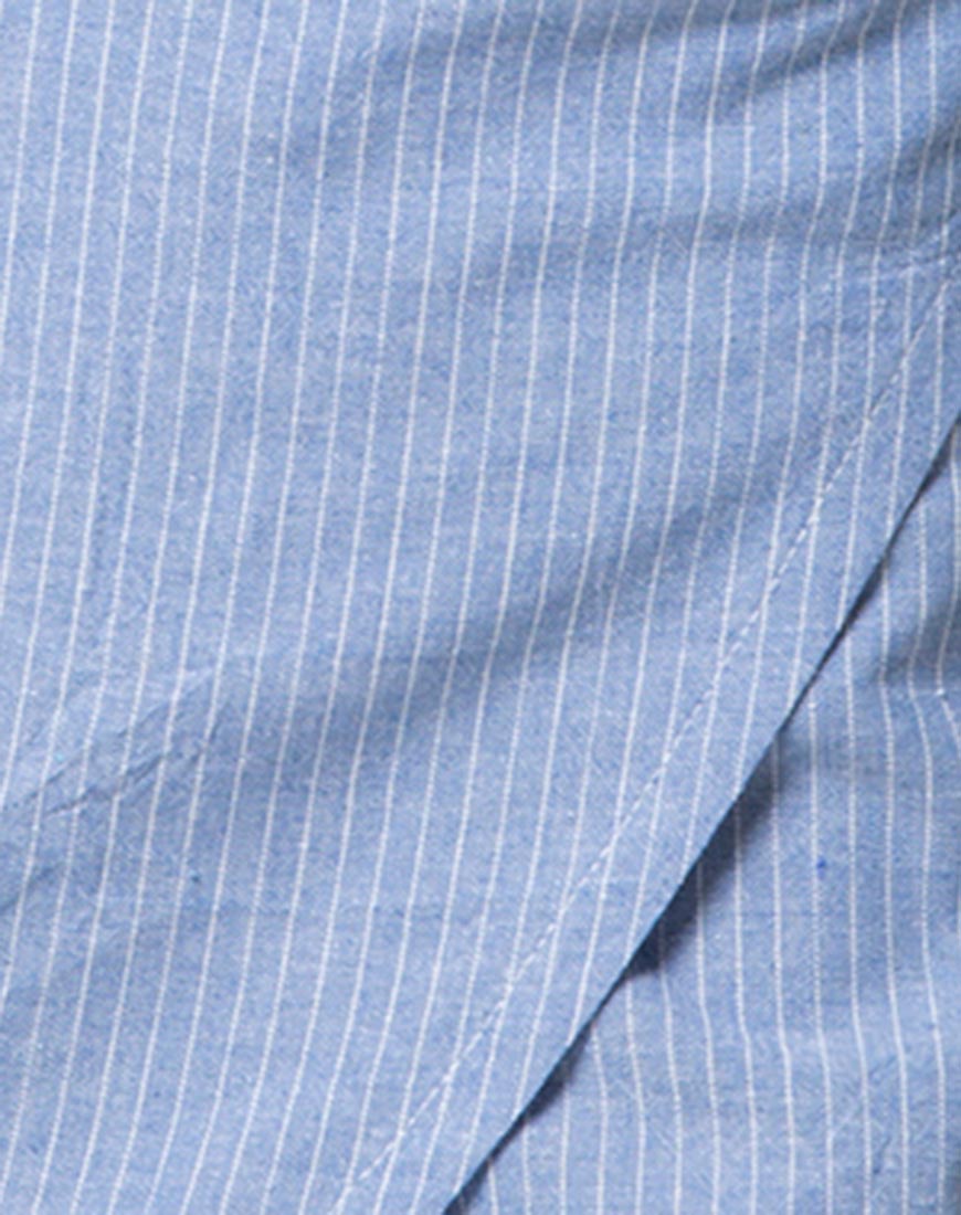 Eleanor Wrap Skirt Pinstripe Cotton Stripe Blue