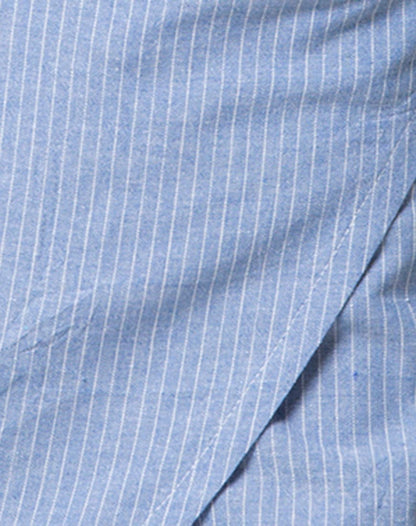 Eleanor Wrap Skirt Pinstripe Cotton Stripe Blue
