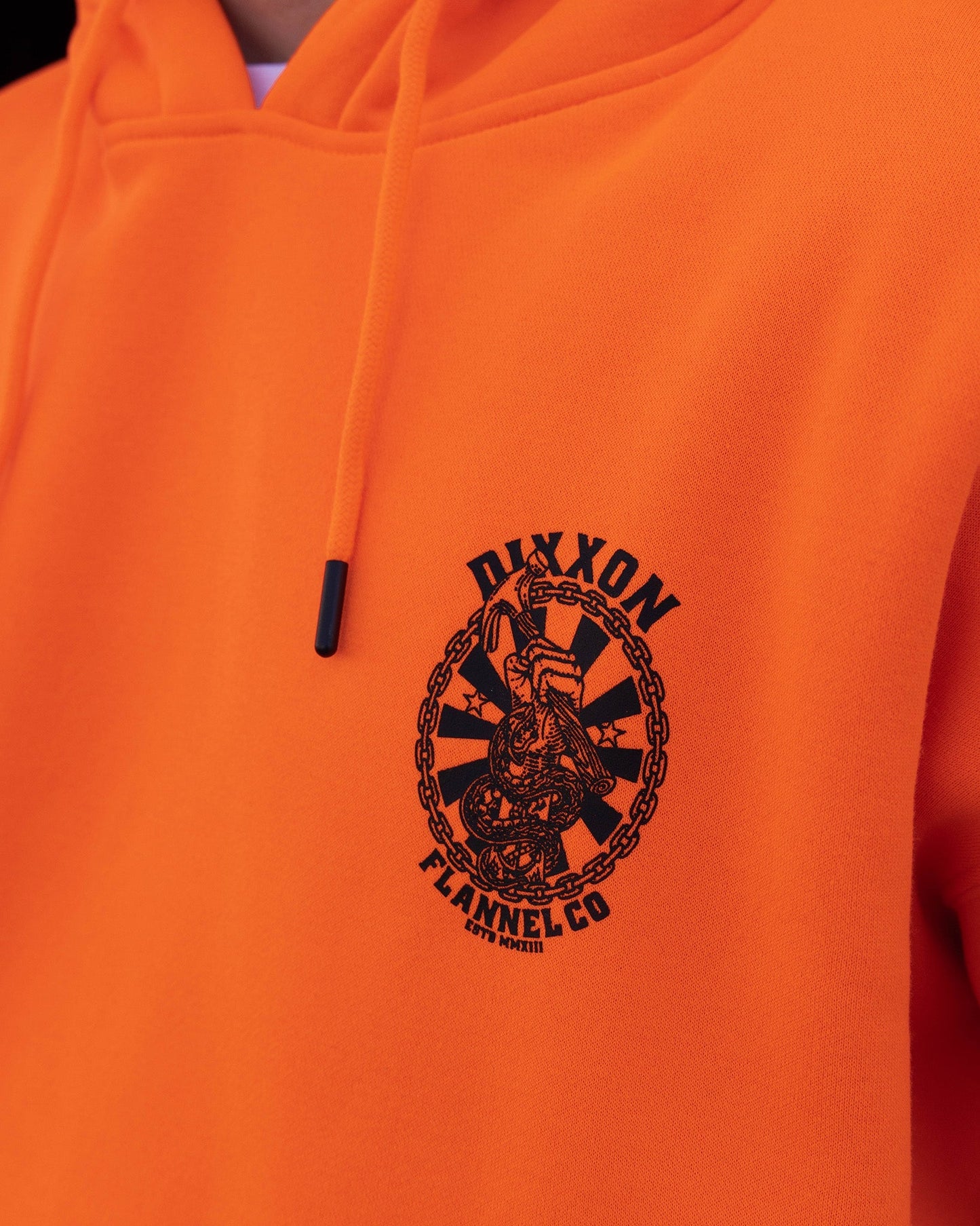 Black Hammersnake Pullover Hoodie - Safety Orange