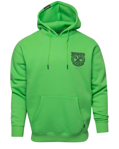 Black Party Crest Pullover Hoodie - Safety Green