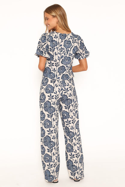 Jensen Scallop Hem Pant - Blue Floral