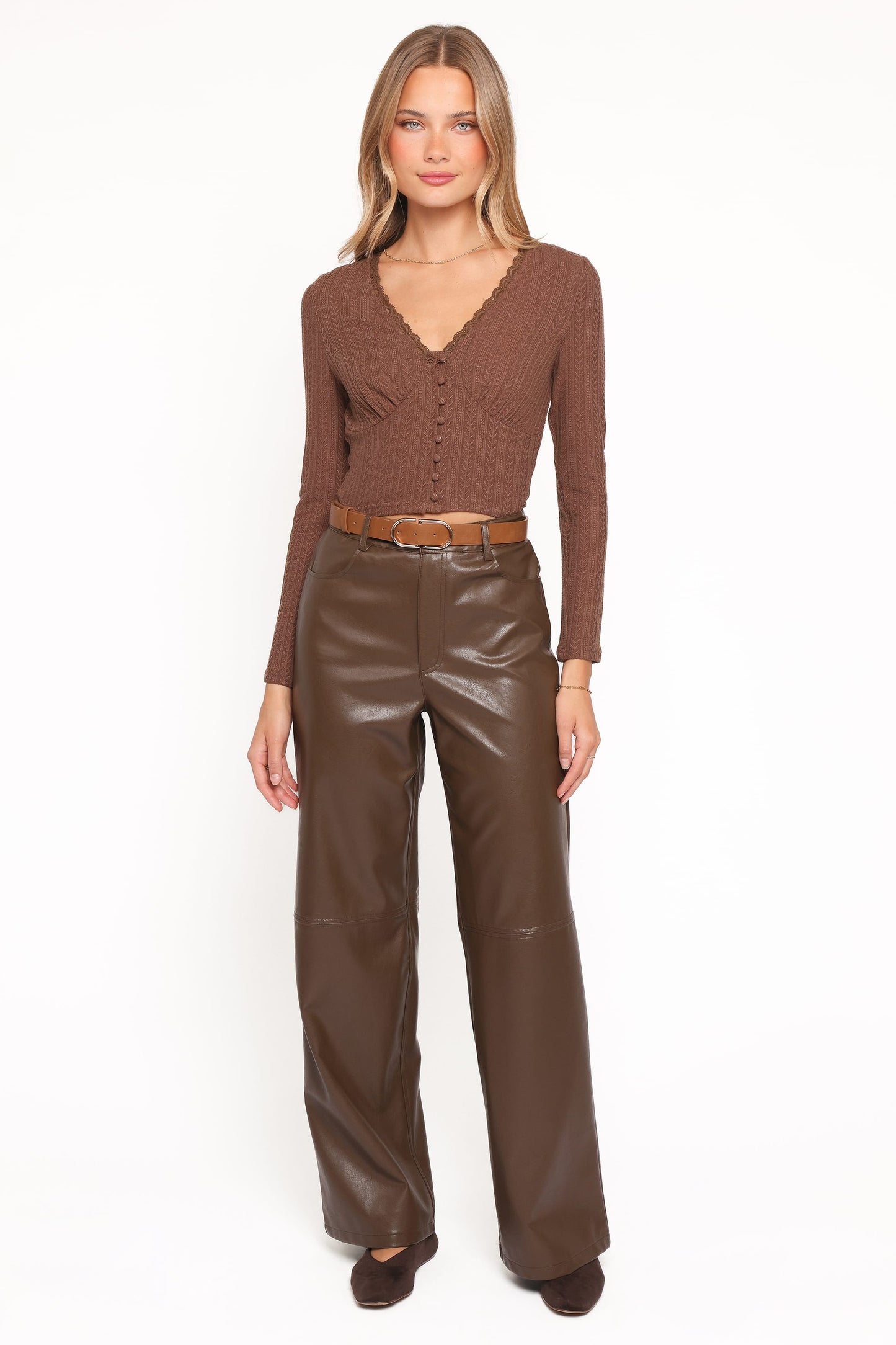 Emer Leather Pant - Chocolate Brown