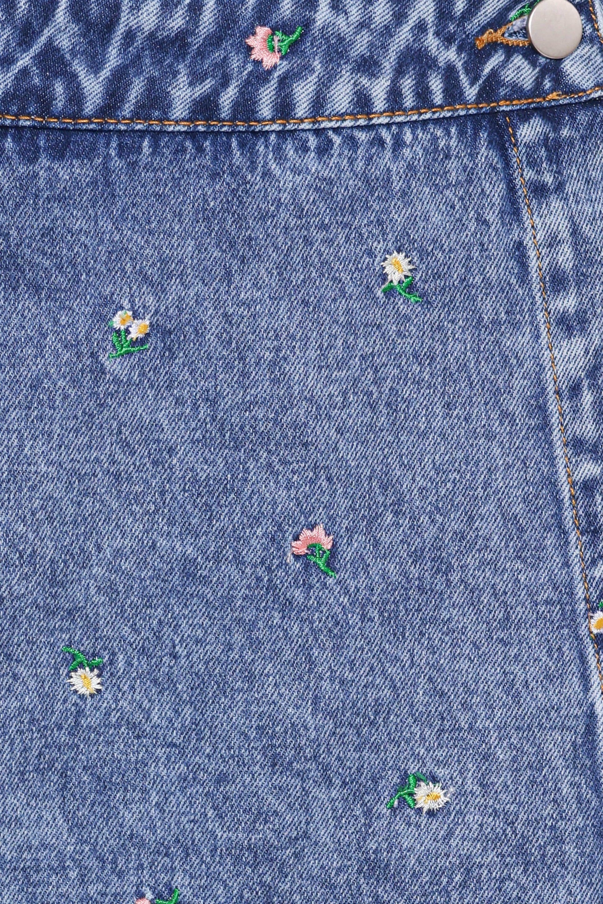 Evanna Denim Skort - Embroidery Medium Wash