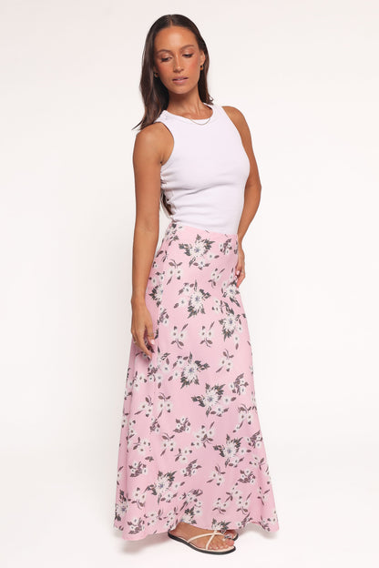 Evie Maxi Skirt - Pink Floral
